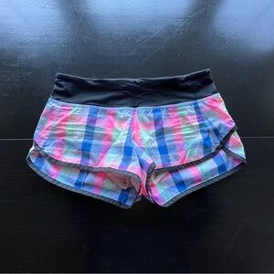 Lululemon Speed Short Pop Plaid Reflective Pink size 4 (2.5” Inseam) EUC